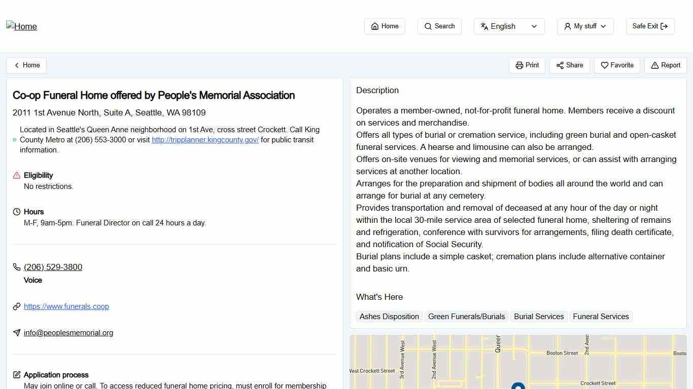 Co-op Funeral Home offered by People's Memorial Association